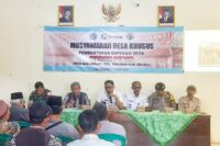 Kades Kalijurang memberi sambutan pada Musdesus pembentukan Kopdes Merah Putih di desanya. Foto: Portal Pantura/Yudhi Prasetyo.