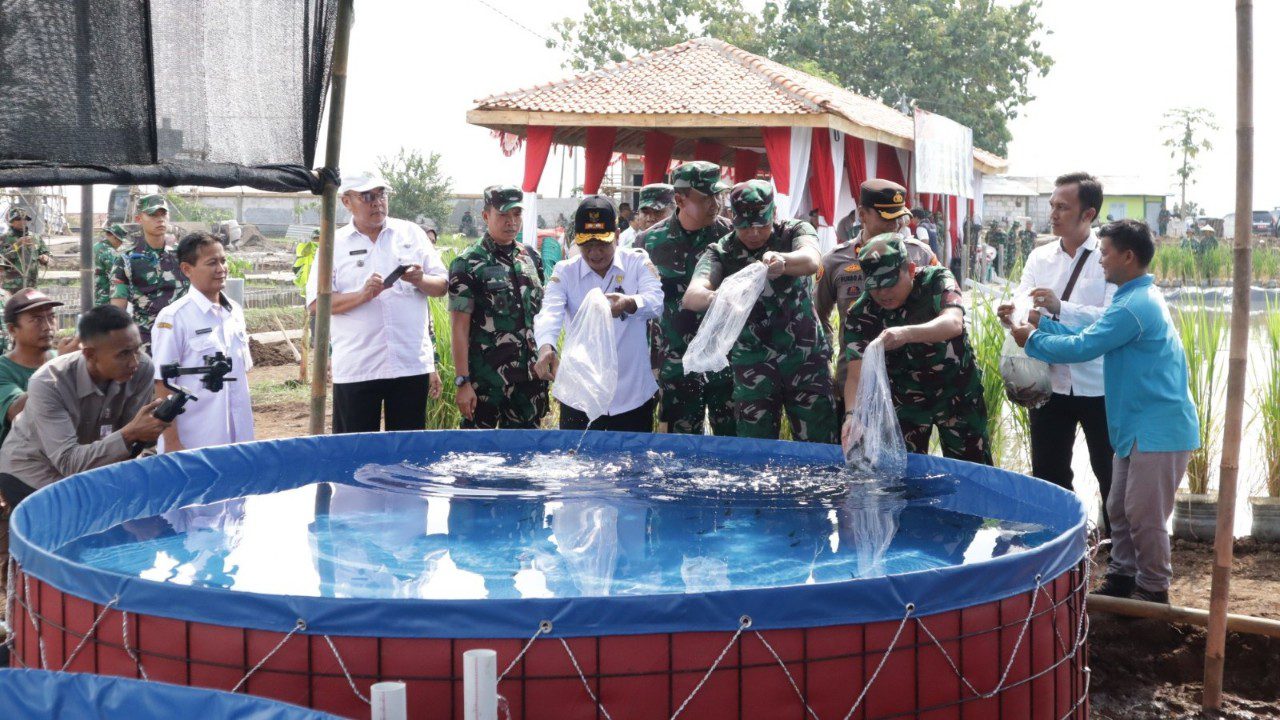 Pangdam IV/Diponegoro Mayjen Deddy Suryadi bersama Dandim 0713/Brebes Letkol Inf Sapto Broto saat meninjau Kawasan Pangan Terpadu di Desa Songgom, Brebes. Inisiatif ini menjadi langkah strategis untuk mendukung ketahanan pangan nasional.