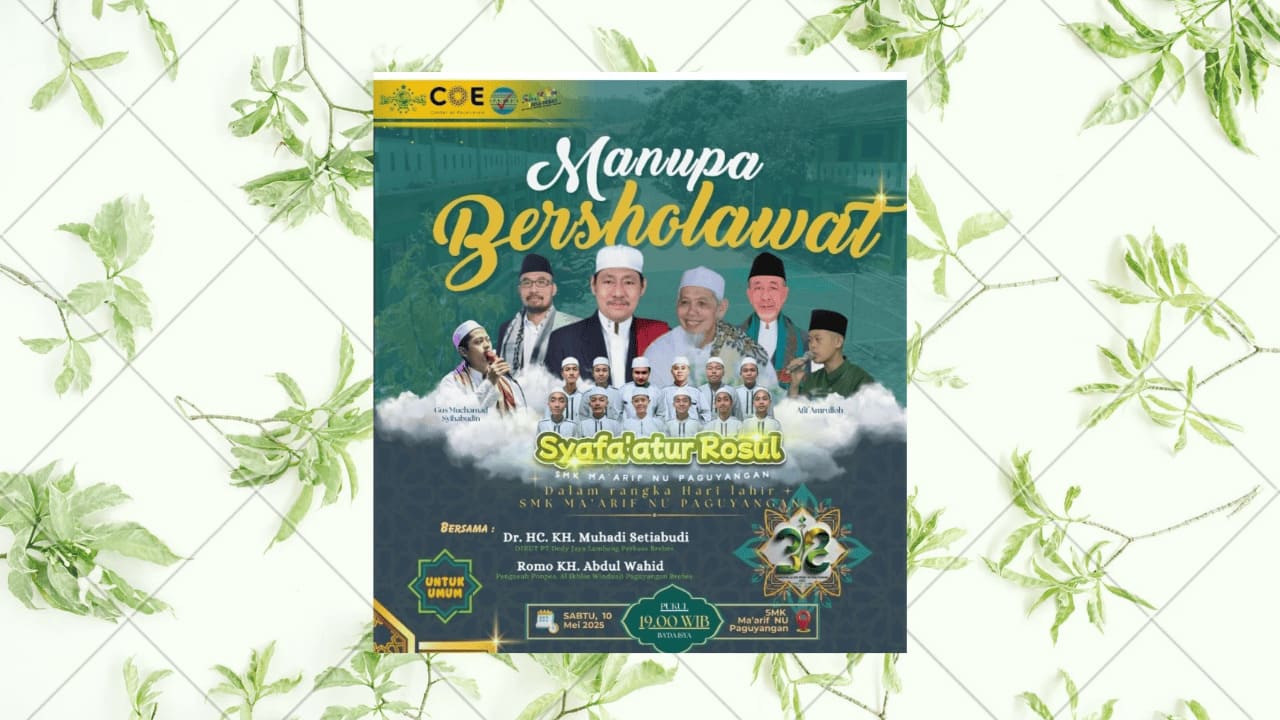 Dalam rangka Harlah ke-32, SMK Maarif NU Paguyangan gelar Manupa Bersholawat.