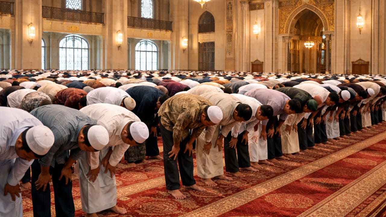 Ilustrasi sholat berjamaah. (Foto: Image generated/ChatGPT)