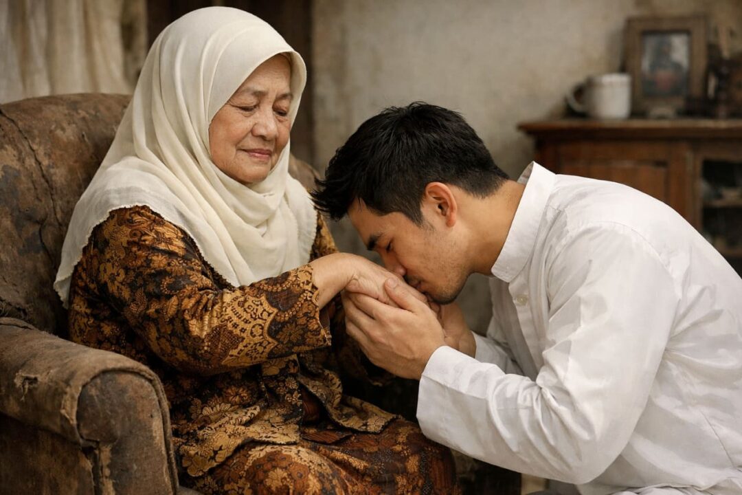 Ilustrasi sungkem. (Foto: Image generated/ChatGPT)