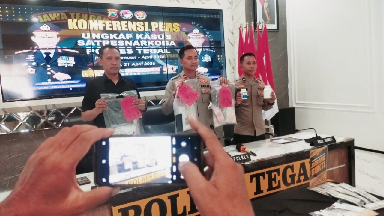 Polres Tegal, Jejak Peredaran Narkoba Terkuak 26 Kasus 32 Tersangka Selama Periode Januari-April 2026