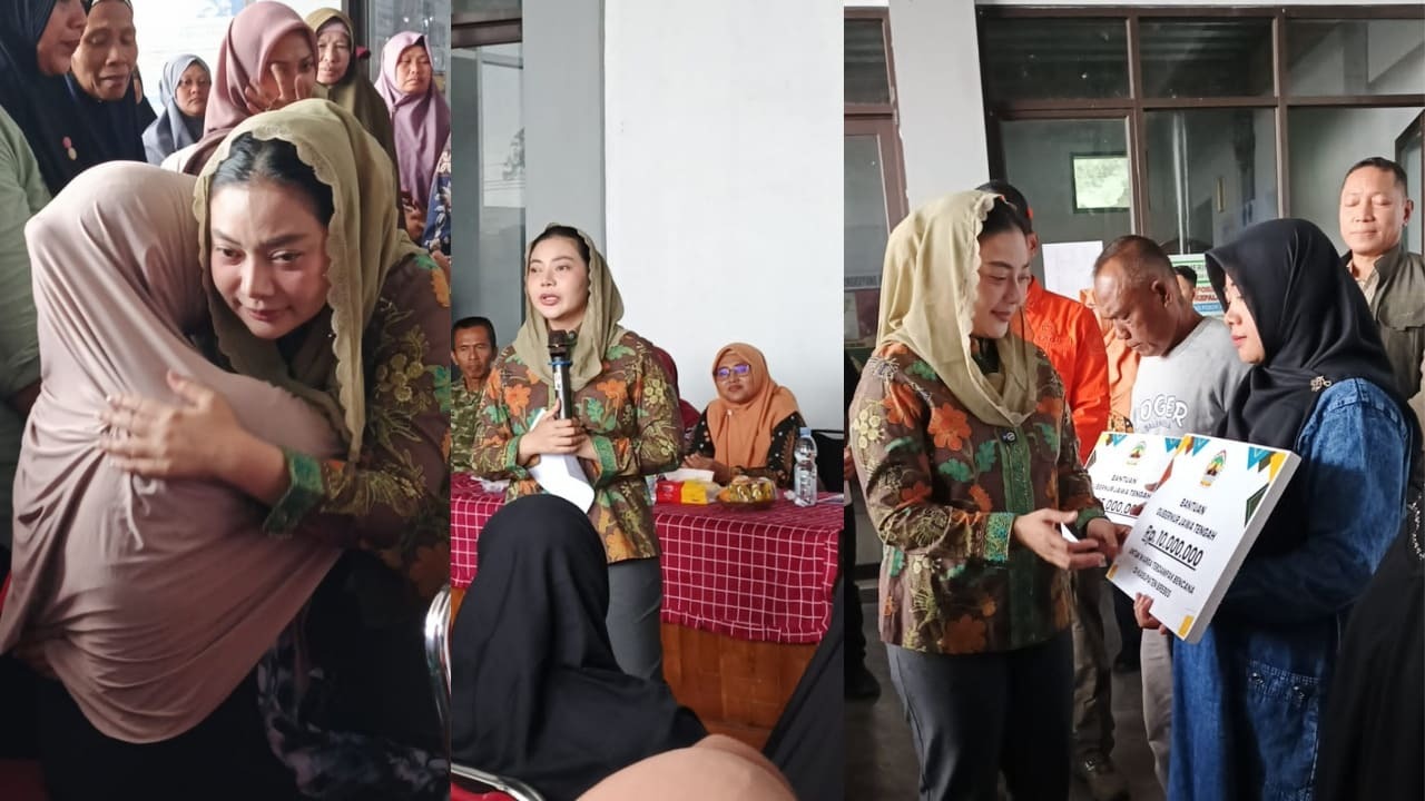 Korban Tanah Bergerak Sirampog Terima Bantuan Rp15 Juta, Warga Peluk Bupati Paramitha Sambil Menangis