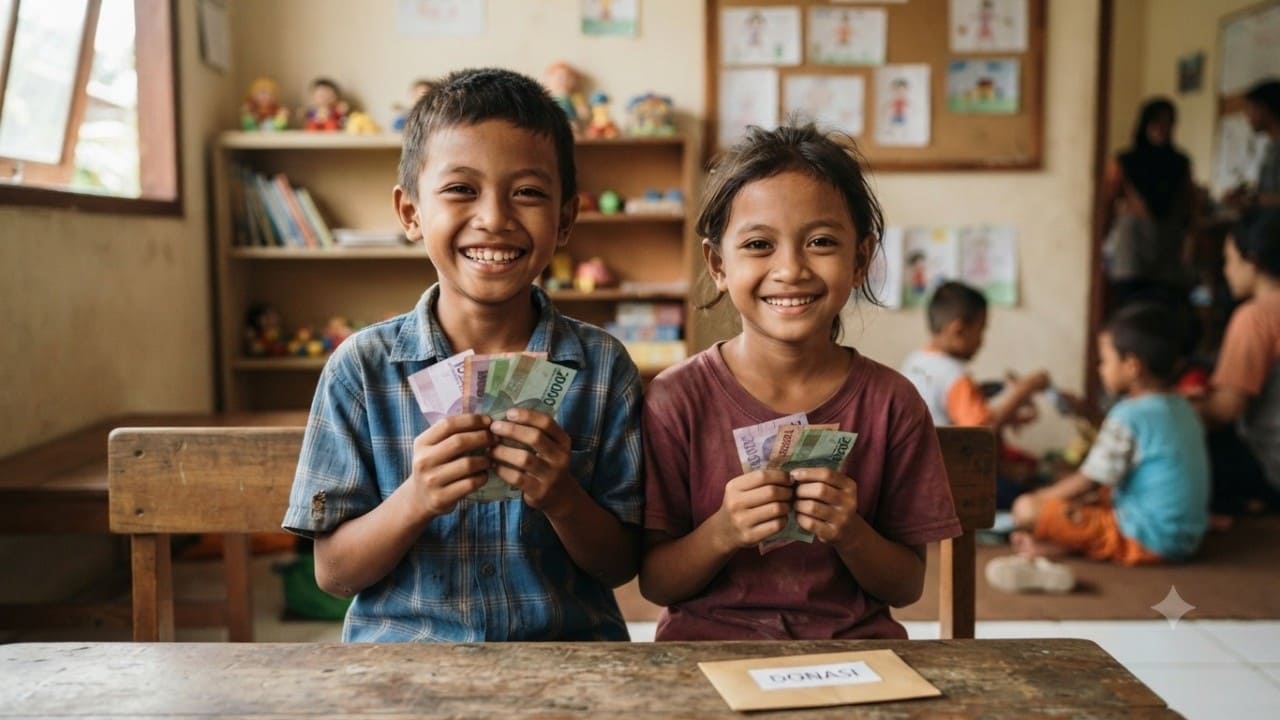 Ilustrasi anak yatim piatu. (Foto: Gemini AI)