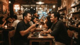Ilustrasi kedai kopi. (Foto: Generate AI/Gemini)