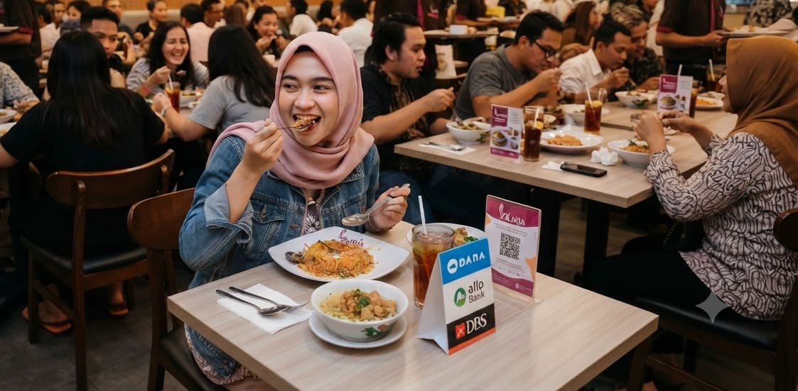 Ilustrasi makan di resto. (Foto: Gemini/Generate AI)