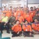 Kepala Pelaksana Harian BPBD Brebes Budi Darmawan berfoto bersama Kepala Desa Kutamendala Fathuri serta unsur muspika usai kegiatan pembinaan Destana di Aula Balai Desa Kutamendala, Selasa (4/8/2026). (Foto: Portal Pantura/Yudhi P)
