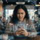 Seorang anak muda Gen Z tampak cemas saat menatap layar ponsel, mencerminkan tingginya tekanan mental dan ketergantungan digital pada generasi muda saat ini. (Foto: Gemini/Generate AI)