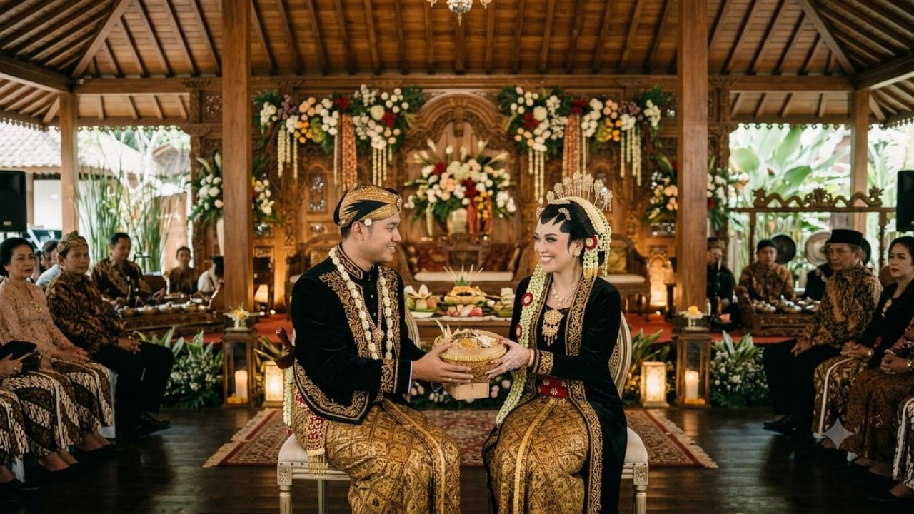 Ilustrasi pernikahan dengan adat Jawa (Foto: Gemini/Generate AI)