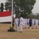 Petugas Paskibra saat mengibarkan Sang Merah Putih dalam Upacara Peringatan HUT ke-81 RI di Lapangan Widodo, Kecamatan Tonjong, Kabupaten Brebes, Senin (17/8/2026). (Foto: Portal Pantura/Yudhi P)